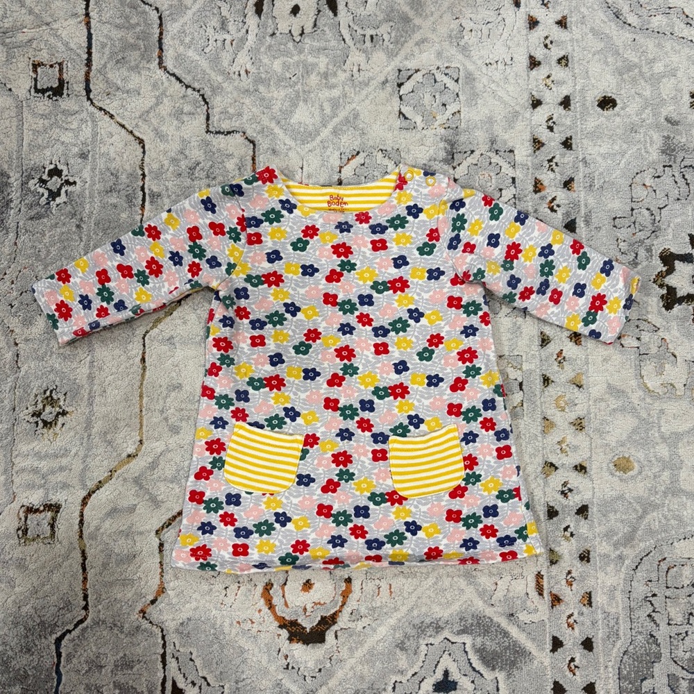 Baby Boden fleece floral dress, 12-18 months